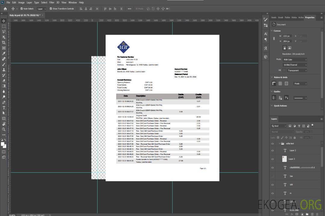 Modèle de relevé bancaire Liechtenstein LGT au format Word et PDF template Modèle de relevé bancaire Liechtenstein LGT au format Word et PDF template